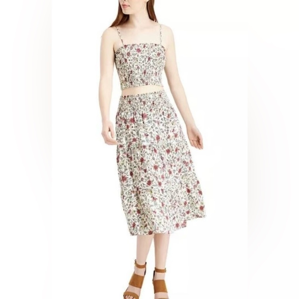 City Triangles Floral Skirt Set - Red and White